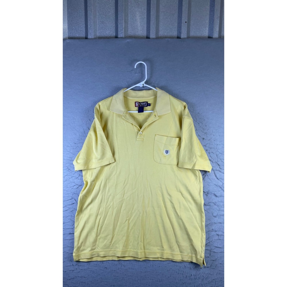 Chaps Ralph Lauren Polo Shirt Mens M Yellow Good Short Sleeve Crest Pocket Logo